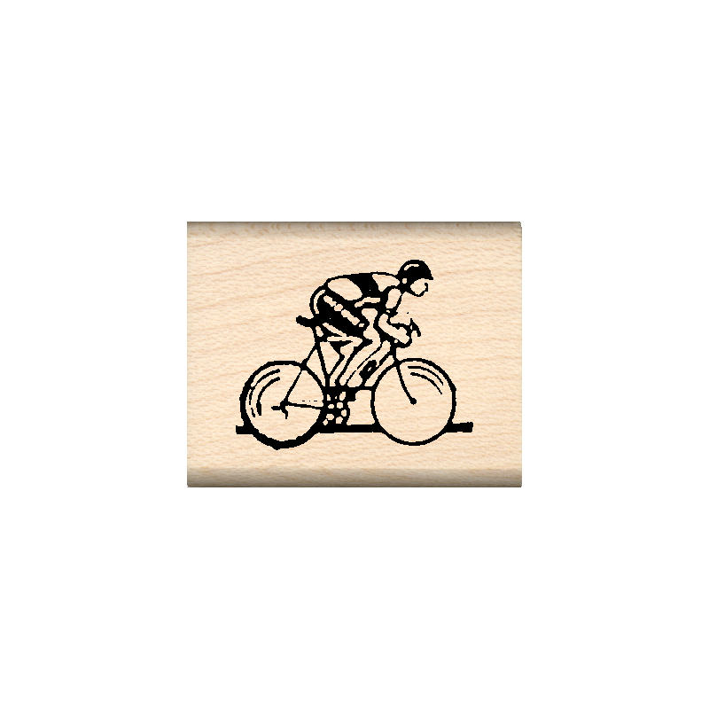 Bicycle Road Racer Rubber Stamp 1" x 1.25" block