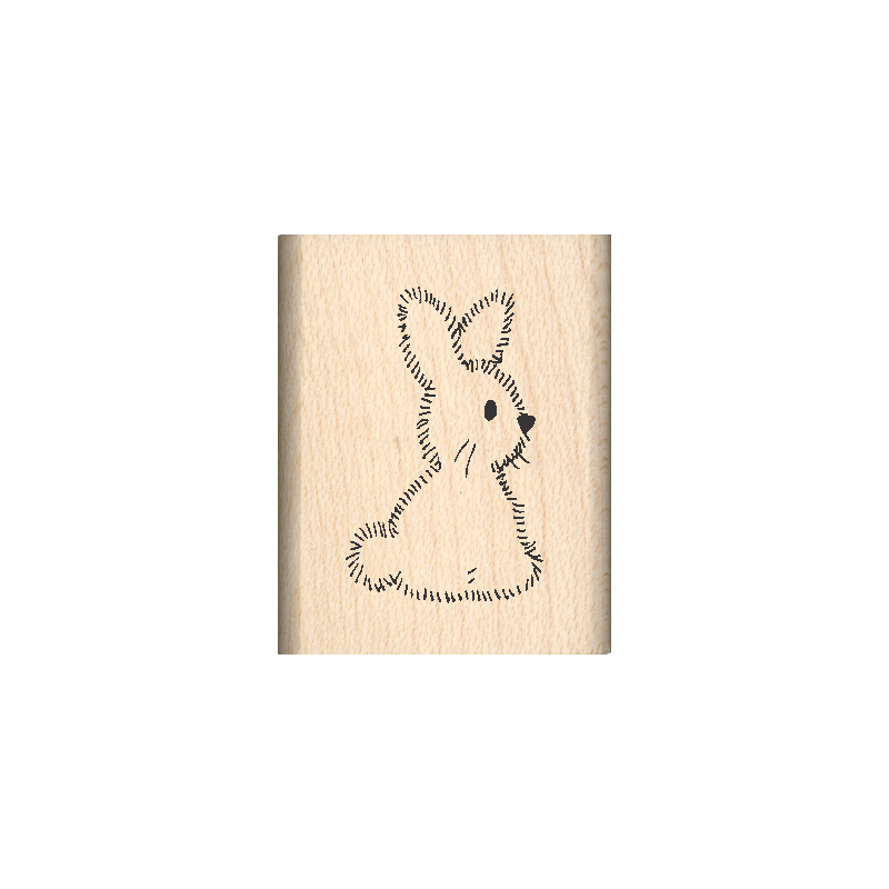 Fuzzy Bunny Rubber Stamp 1" x 1.25" block