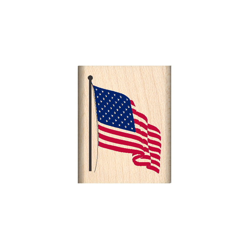 American Flag Rubber Stamp 1" x 1.25" block