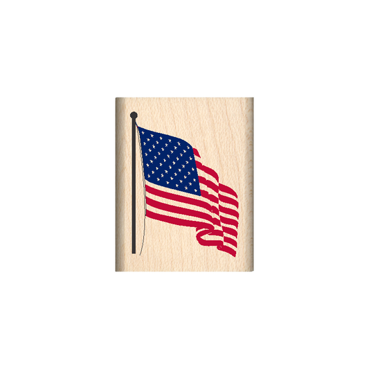 American Flag Rubber Stamp 1" x 1.25" block