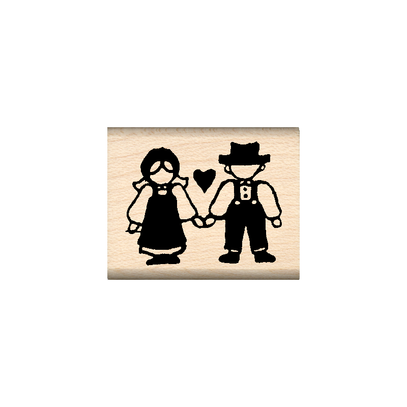 Country Couple Rubber Stamp 1" x 1.25" block