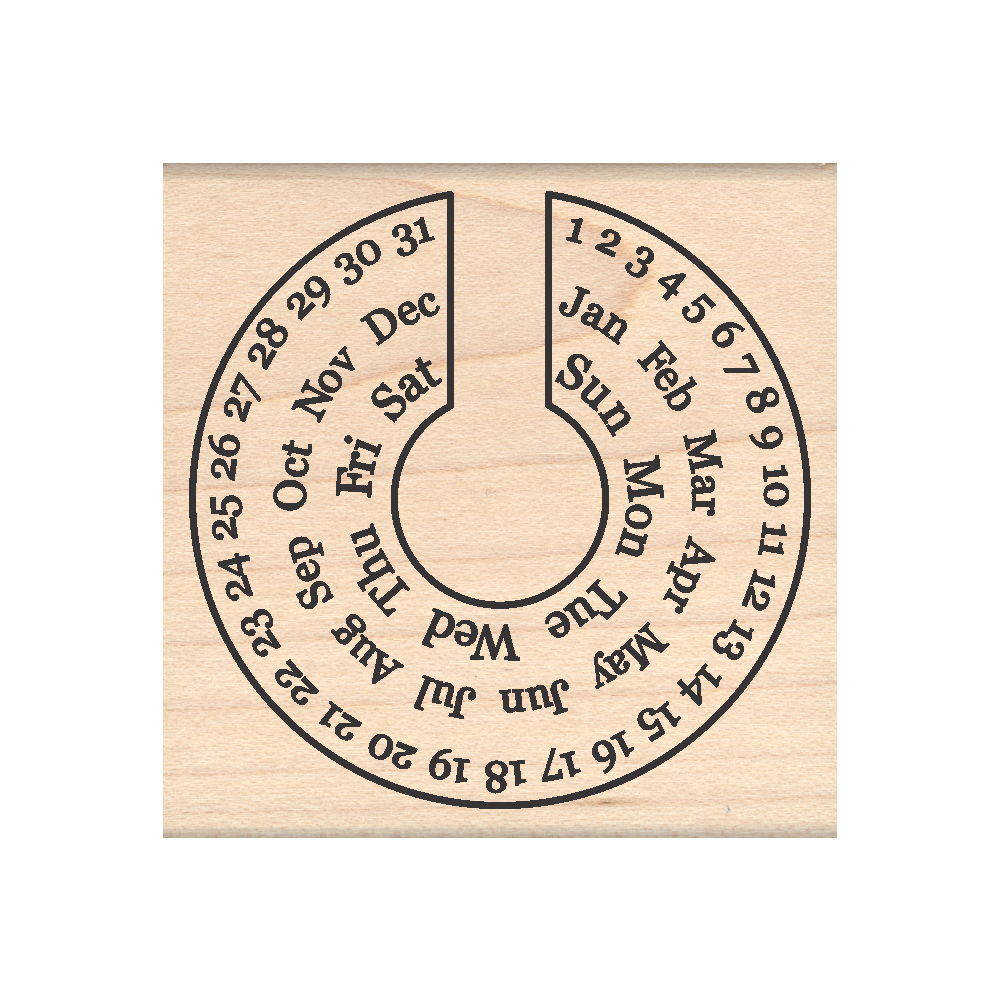 Round Journal Calendar Rubber Stamp 2.25" x 2.25" block
