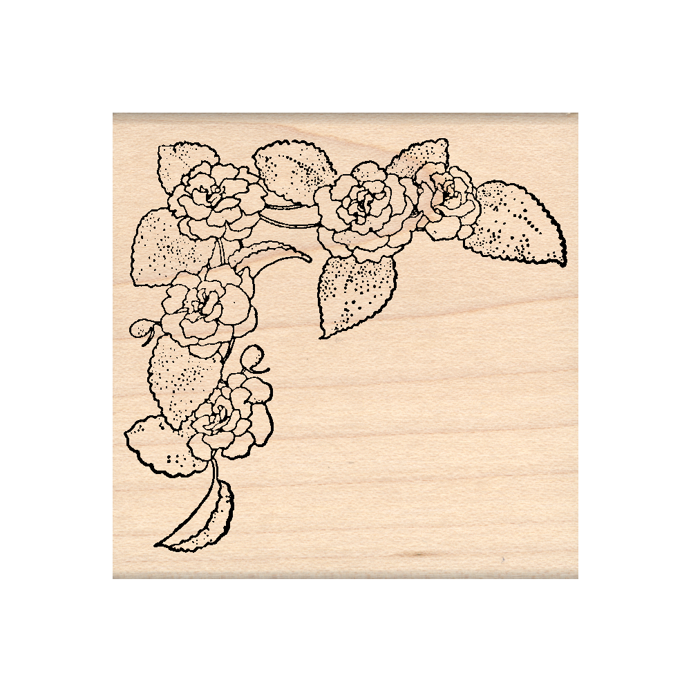 Flower Corner Rubber Stamp 2.5" x 2.5" block