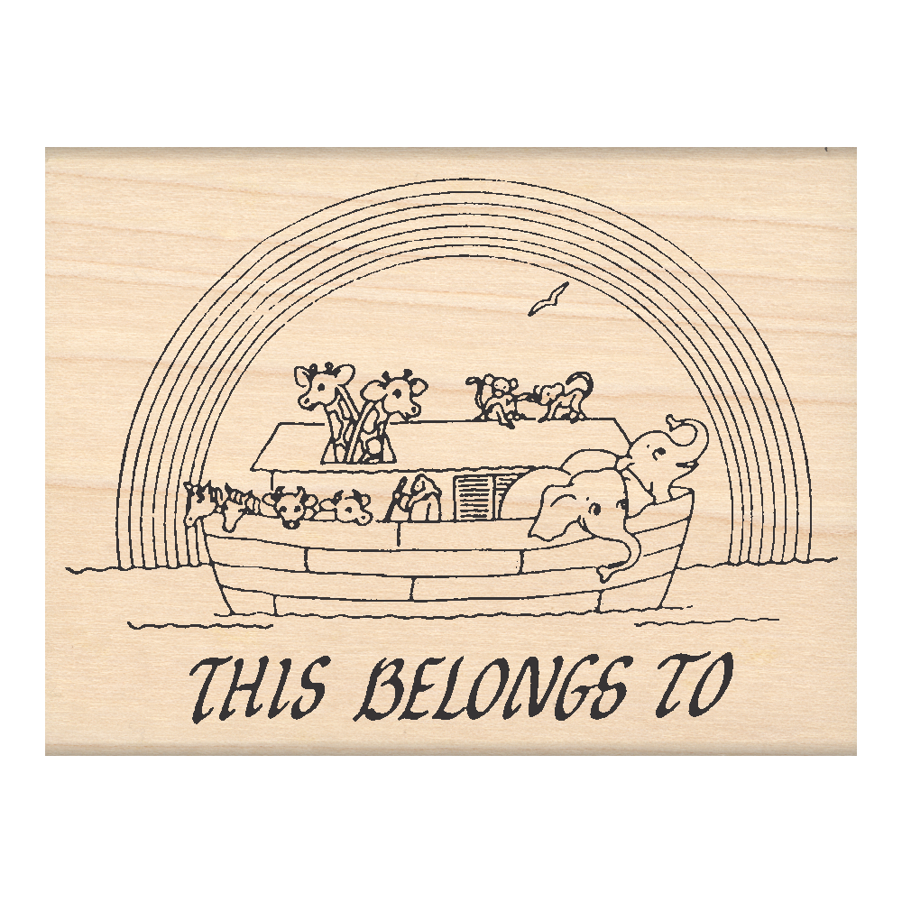 Noah's Ark This Belongs to: Bookplate Rubber Stamp 2.25" x 3" block