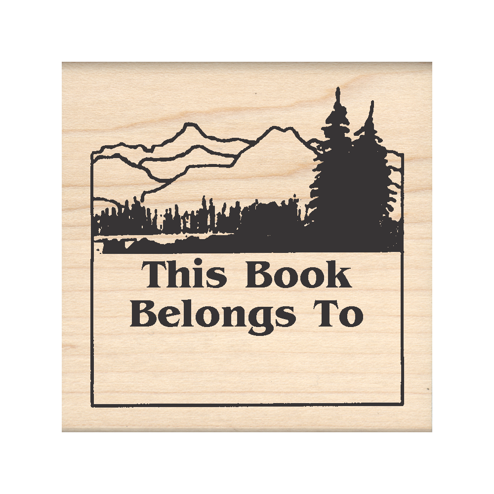 This Book Belongs to: Bookplate Rubber Stamp 2.5" x 2.5" block