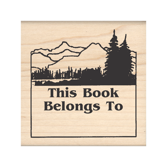This Book Belongs to: Bookplate Rubber Stamp 2.5" x 2.5" block