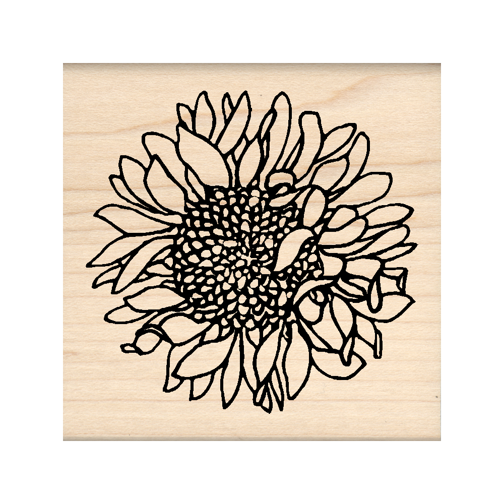 Sunflower Rubber Stamp 2.5" x 2.5" block
