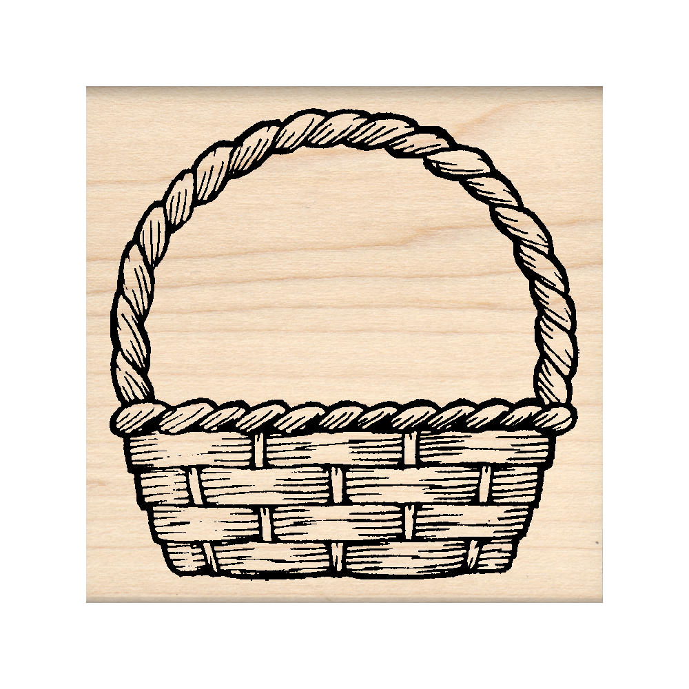 Basket Rubber Stamp 2.5" x 2.5" block