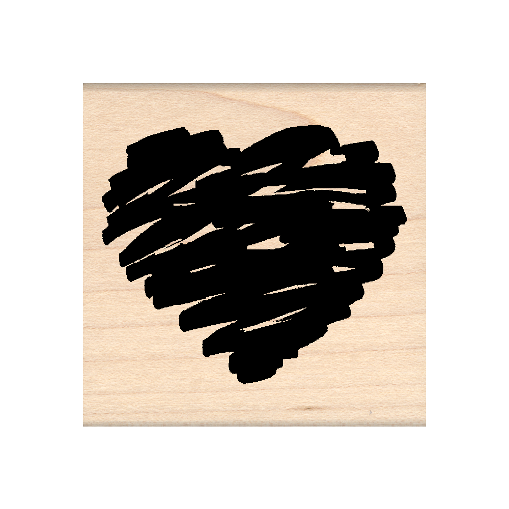 Scribble Heart Rubber Stamp 2.25" x 2.25" block