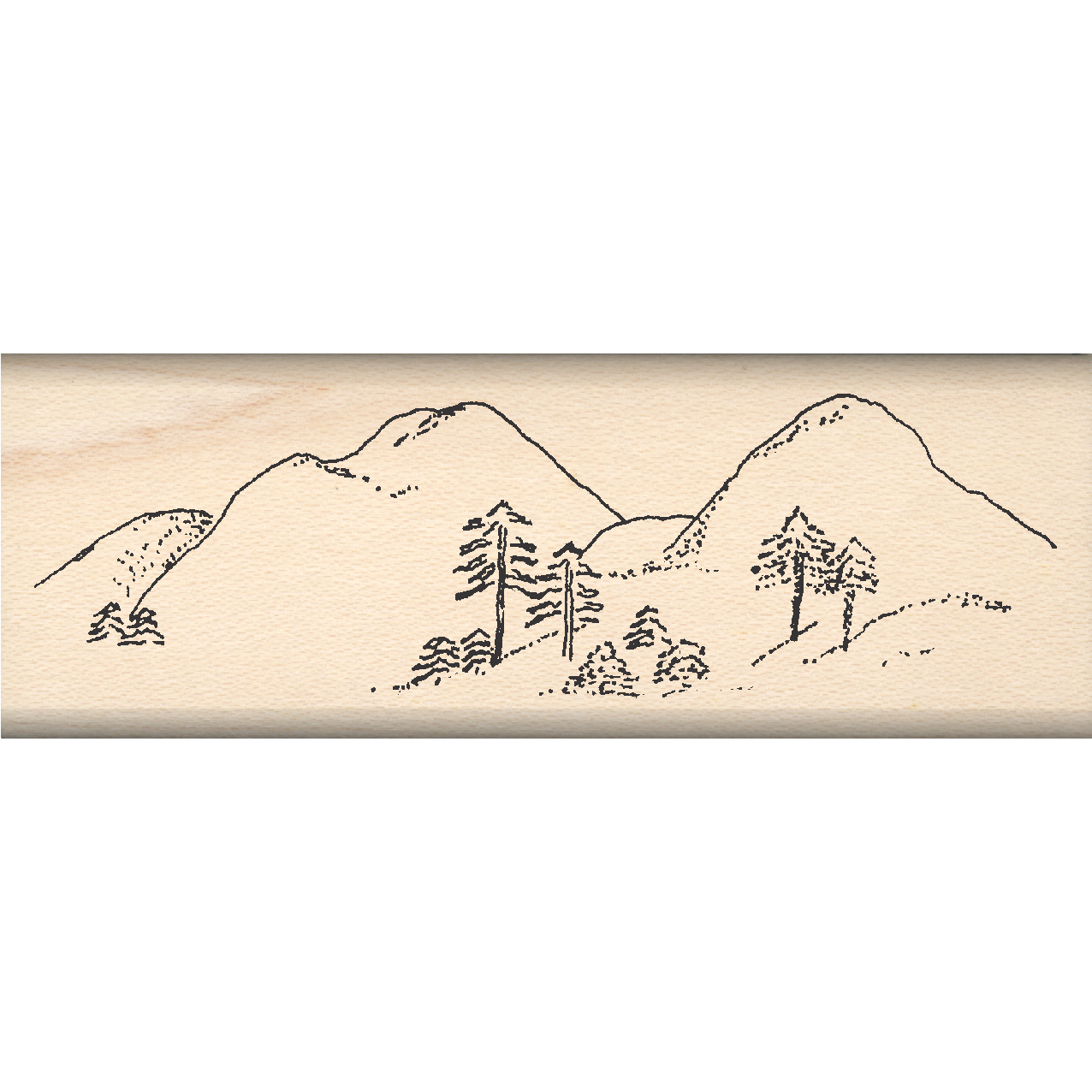 Mountain Scene Rubber Stamp 1.5" x 4.25" block
