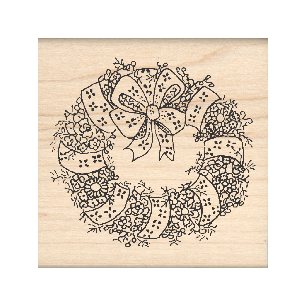 Wreath Rubber Stamp 2.5" x 2.5" block