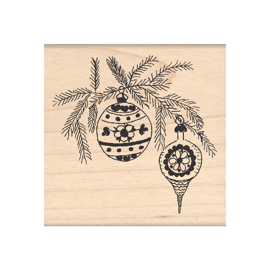 Christmas Ornaments Rubber Stamp 2.5" x 2.5" block