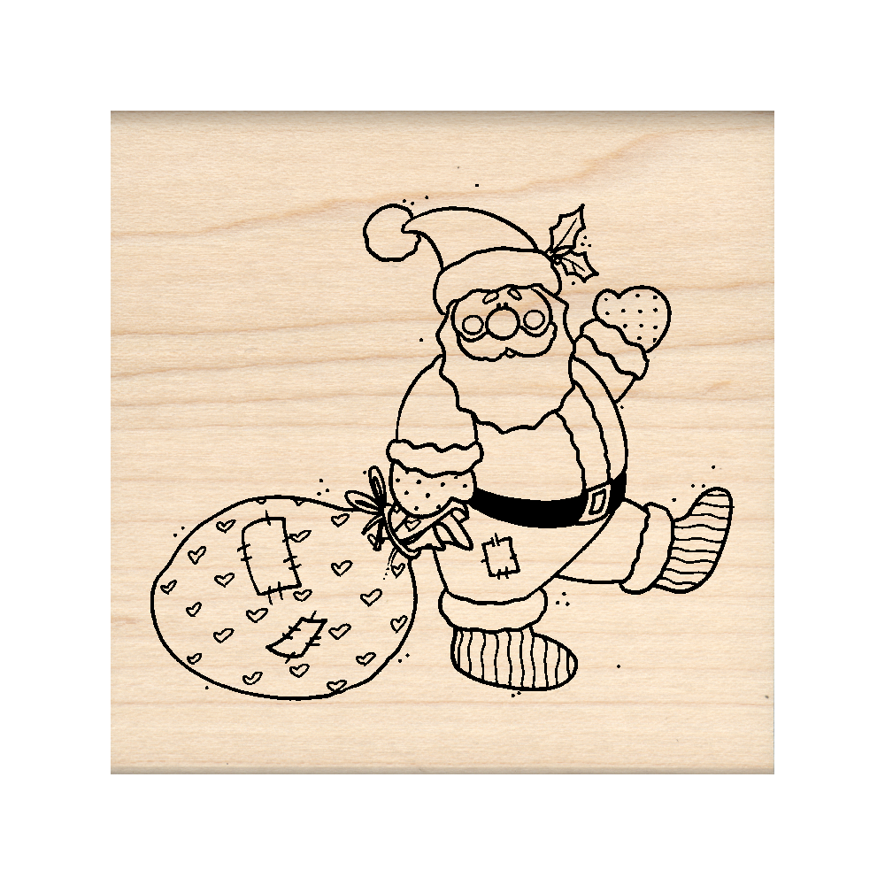 Santa Rubber Stamp 2.5" x 2.5" block