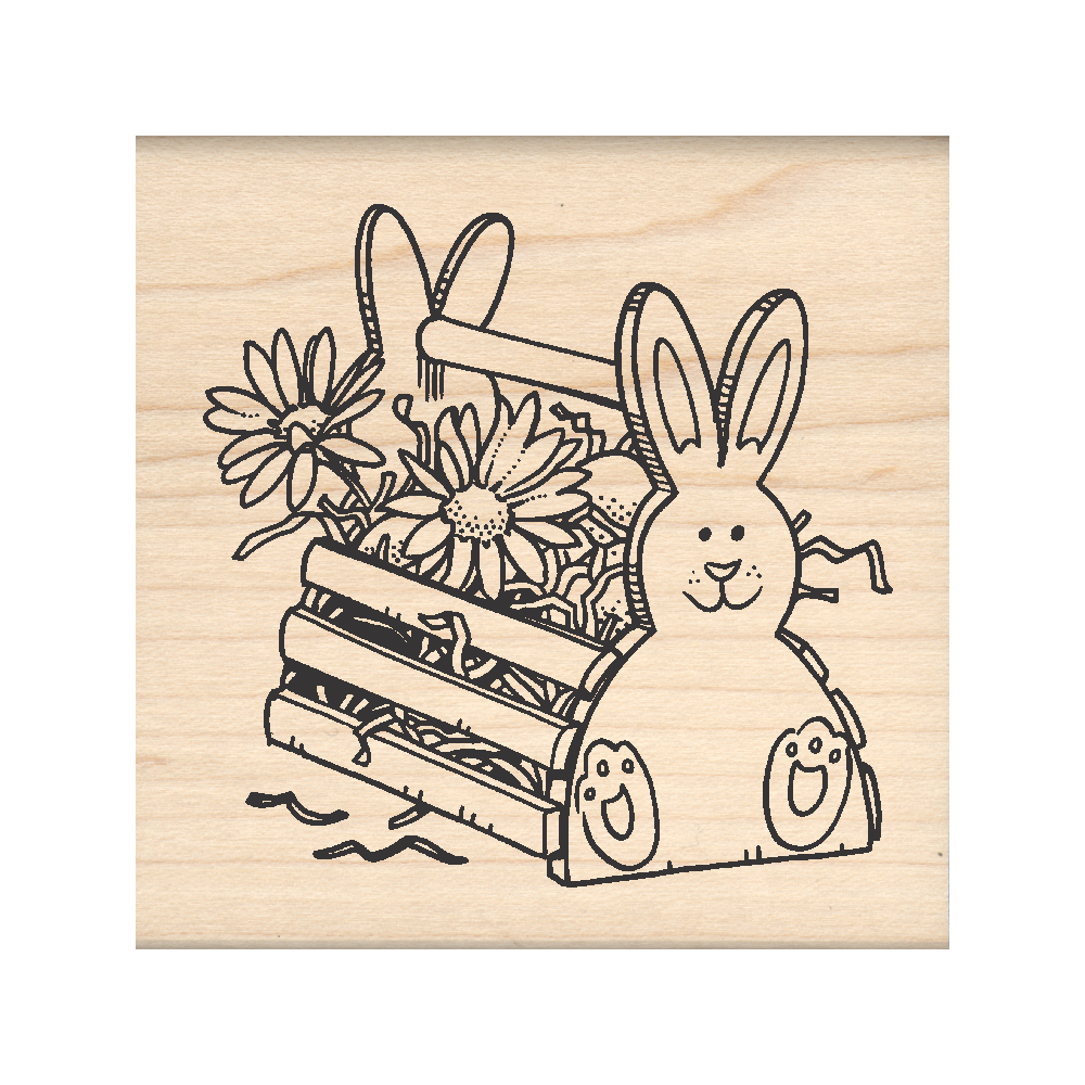 Easter Basket Rubber Stamp 2.5" x 2.5" block