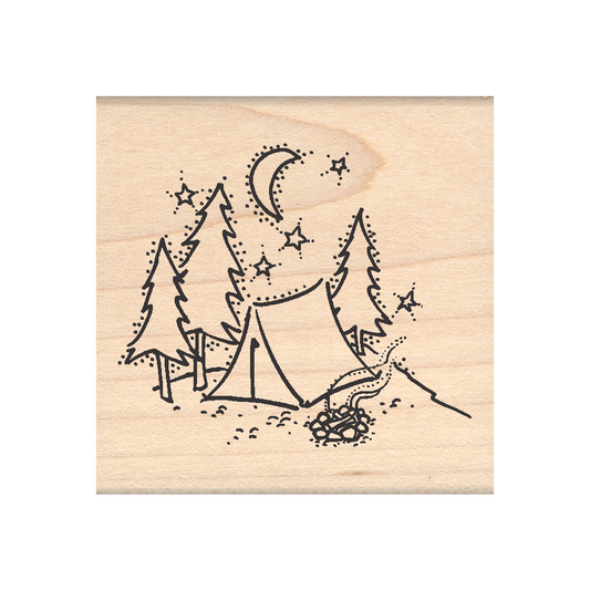 Camping Rubber Stamp 2.25" x 2.25" block