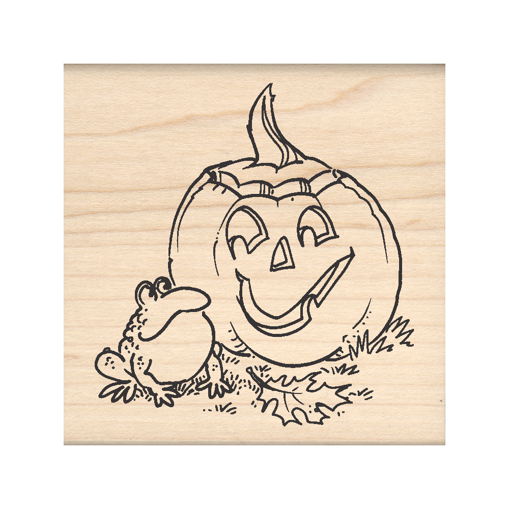 Jack-o'-Lantern/Frog Rubber Stamp 2.5" x 2.5" block