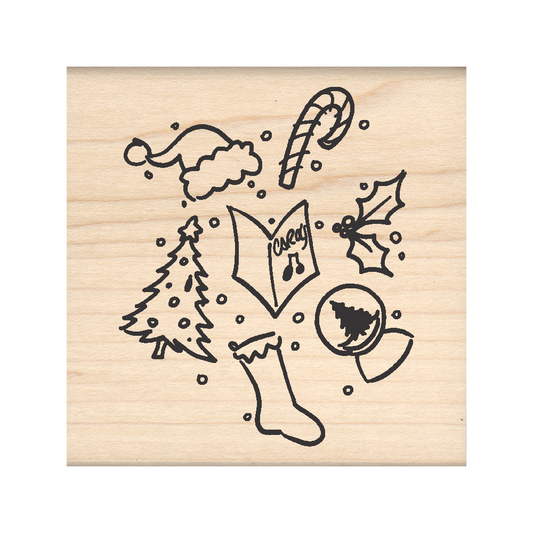 Christmas Pattern Rubber Stamp 2.5" x 2.5" block