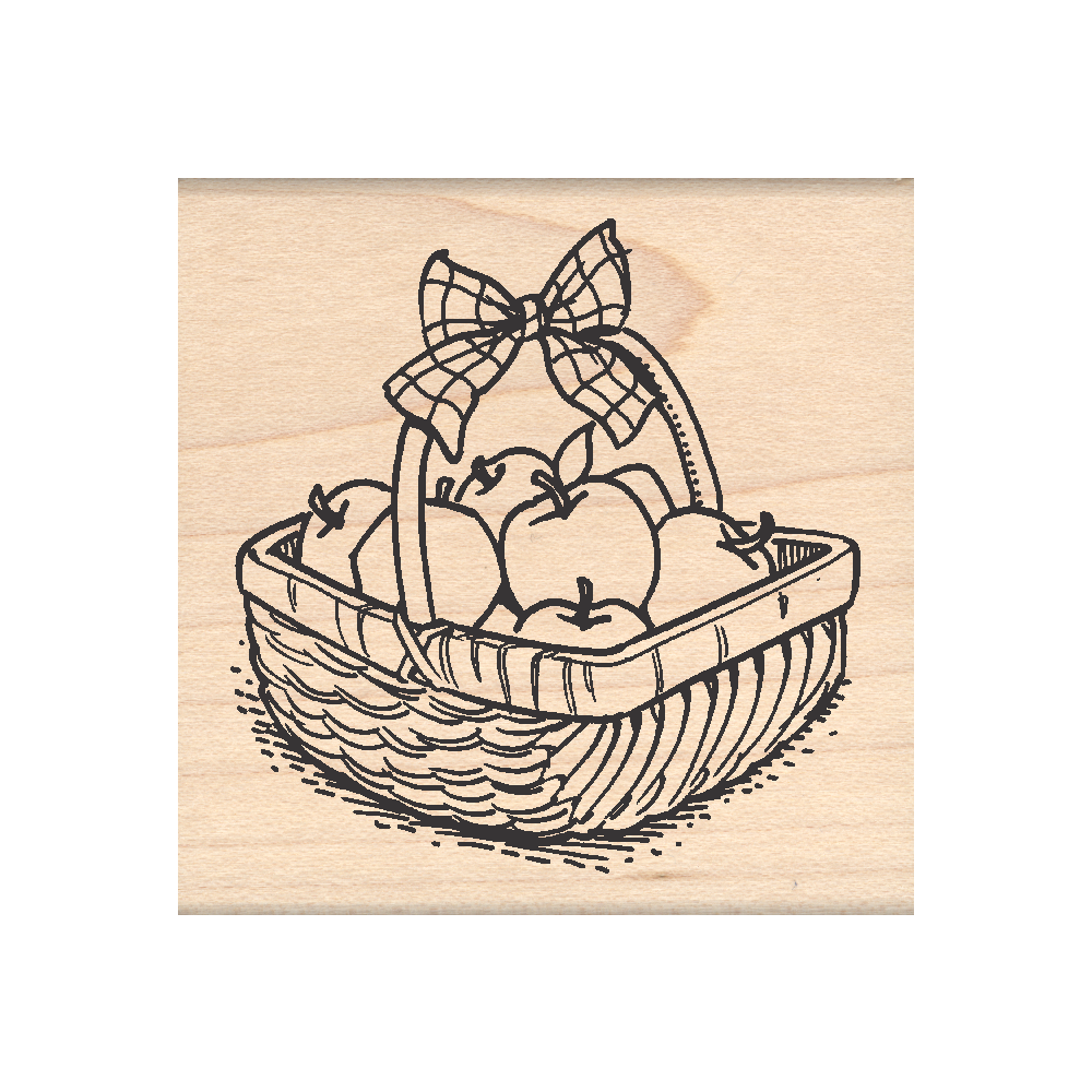 Apple Basket Rubber Stamp 2.25" x 2.25" block