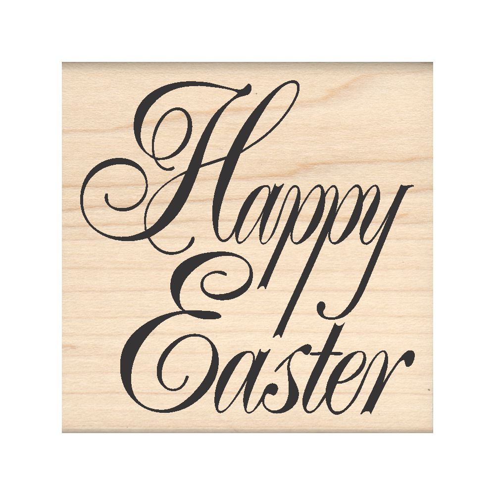 Happy Easter Rubber Stamp 2.5" x 2.5" block