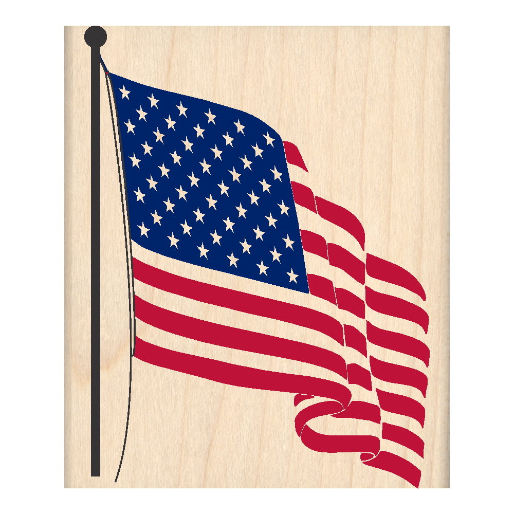 American Flag Rubber Stamp 2.5" x 3.25" block