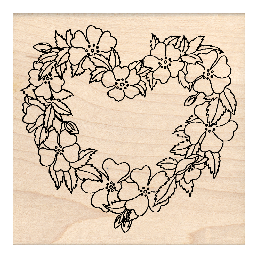 Heart Rubber Stamp 3" x 3" block