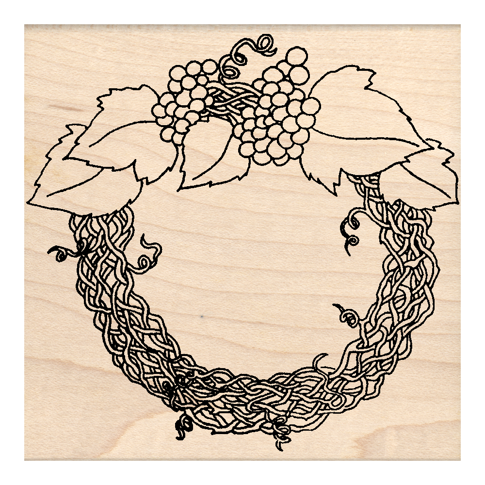 Wreath Rubber Stamp 3" x 3" block