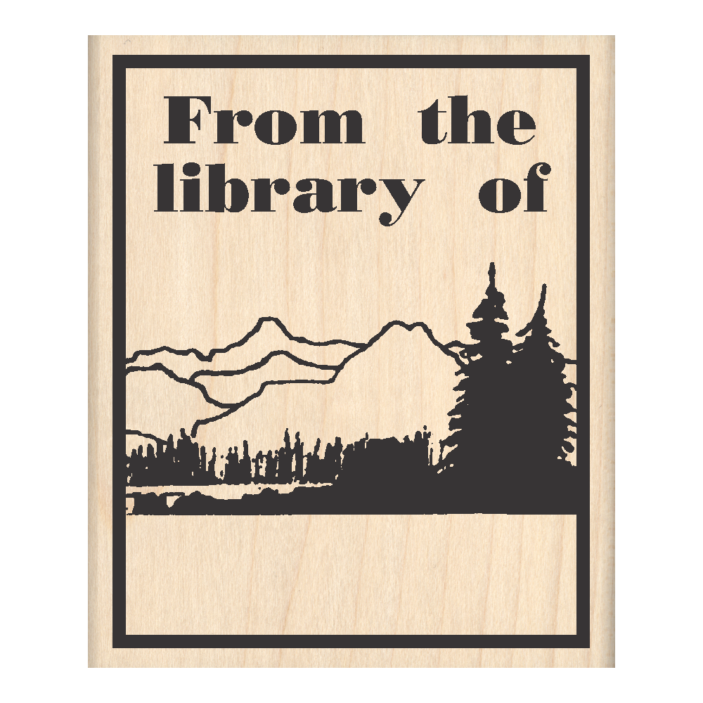FromThe Library of: Bookplate Rubber Stamp 2.5" x 3" block