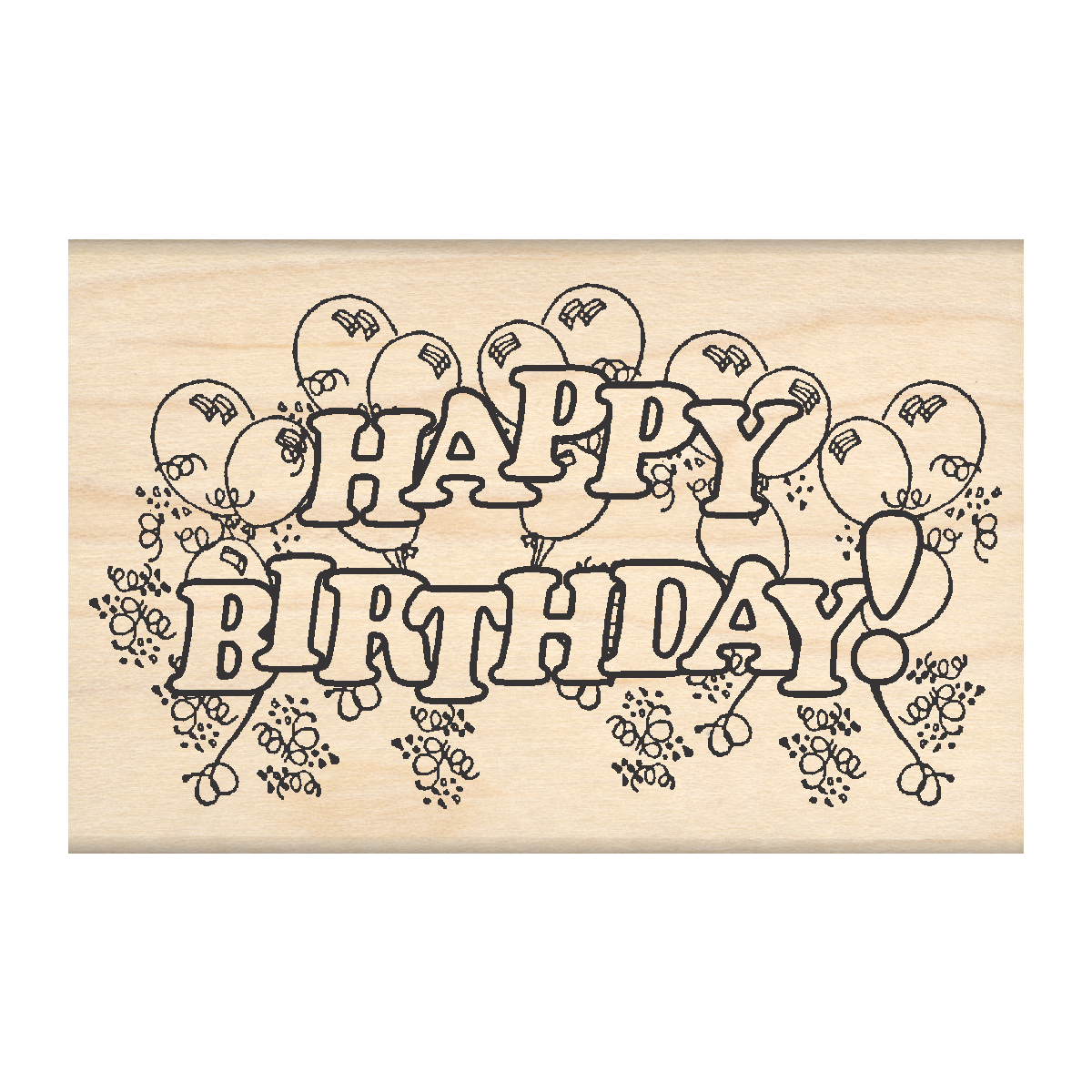 Happy Birthday Rubber Stamp 2.25" x 3.5" block