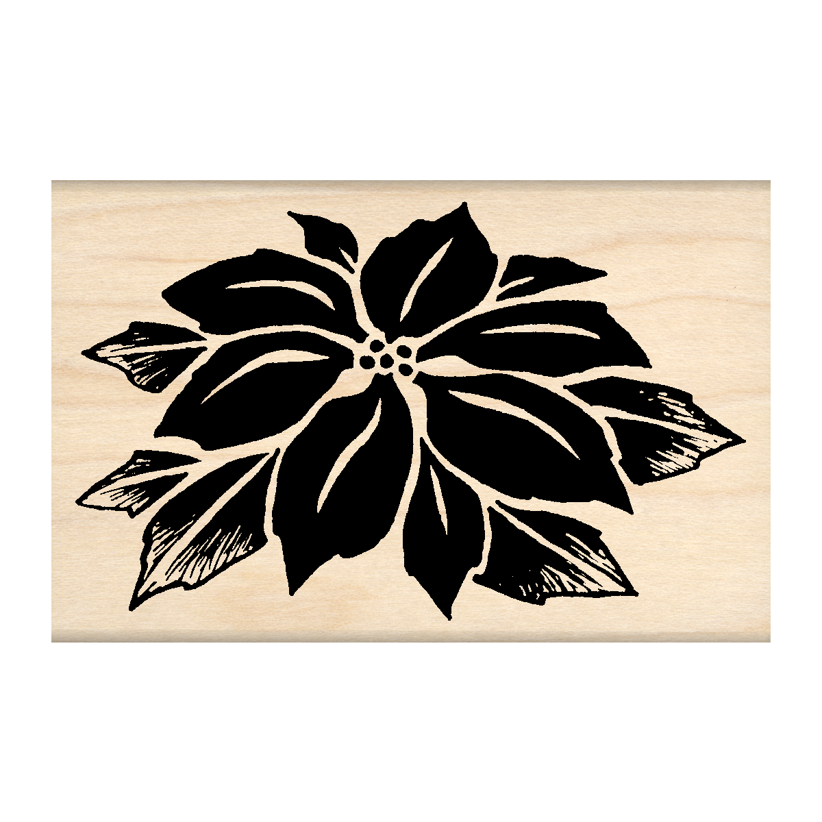Poinsettia Rubber Stamp 2.25" x 3.5" block