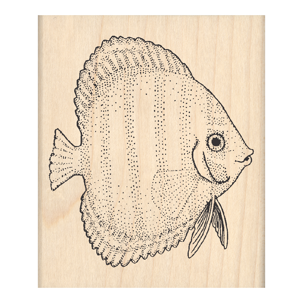 Discus Fish Rubber Stamp 2.5" x 3" block