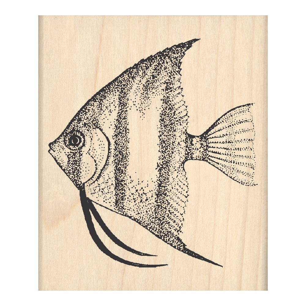 Angel Fish Rubber Stamp 2.5" x 3" block