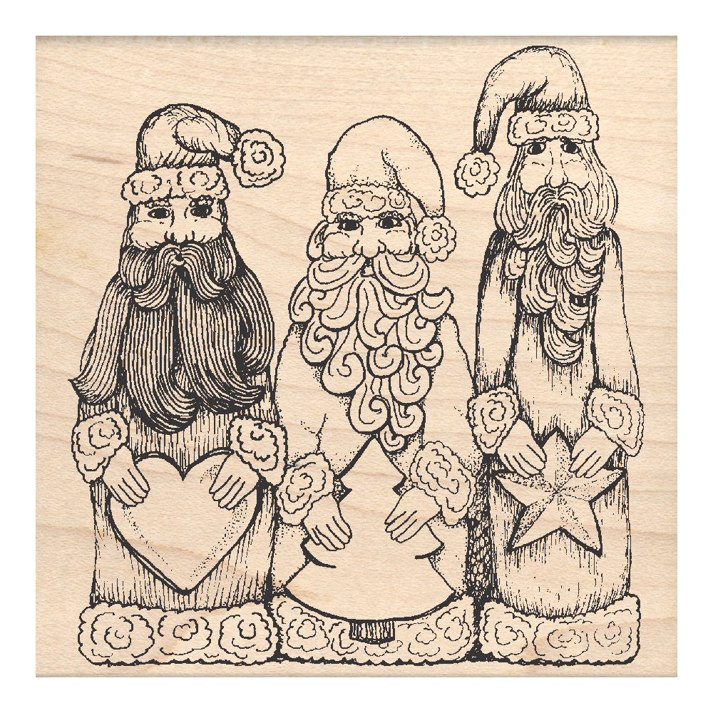 Three Wise Men Christmas Rubber Stamp 3" x 3.25" Block:"