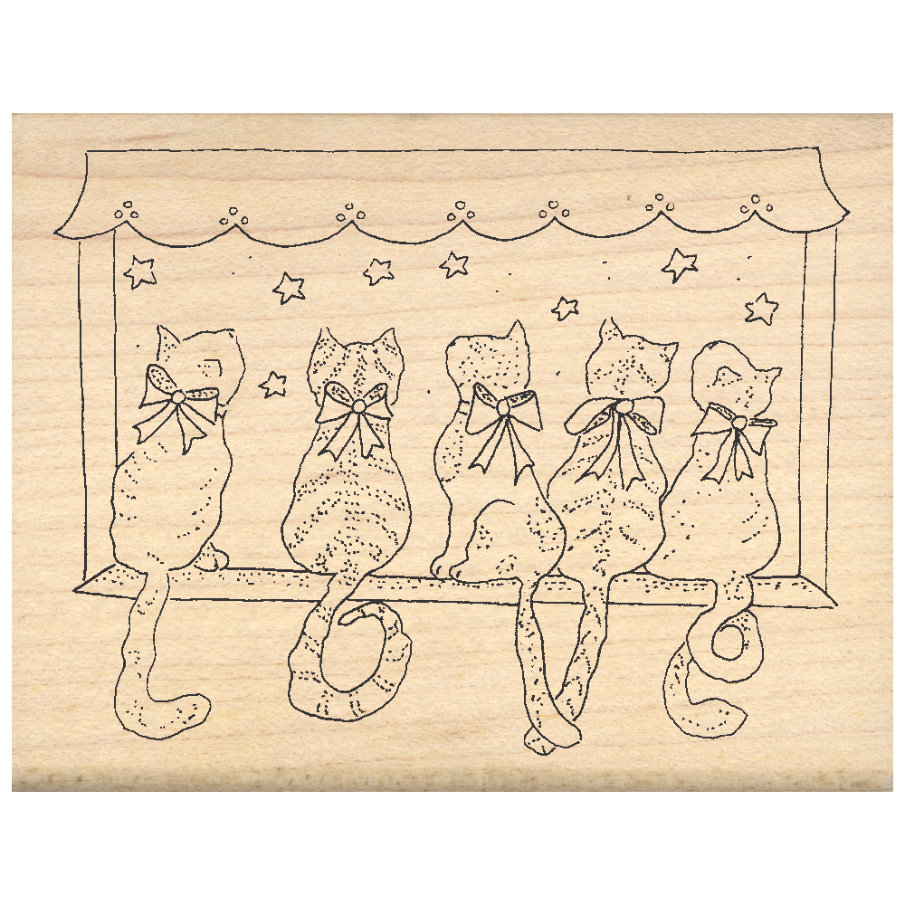 Cats Window Love Rubber Stamp 2.5" x 3.25" block
