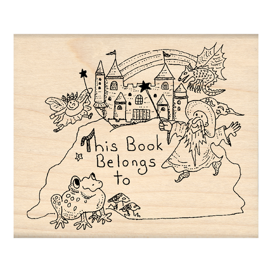 This Book Belongs to: Bookplate Rubber Stamp 2.5" x 3" block