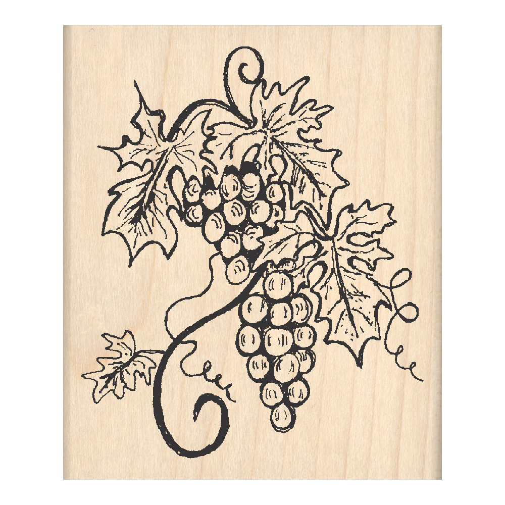 Grapes Rubber Stamp 2.5" x 3" block