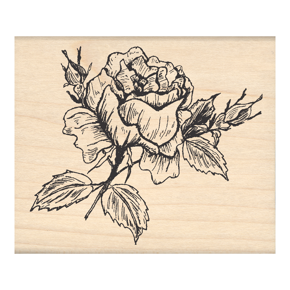 Rose Rubber Stamp 2.5" x 3" block
