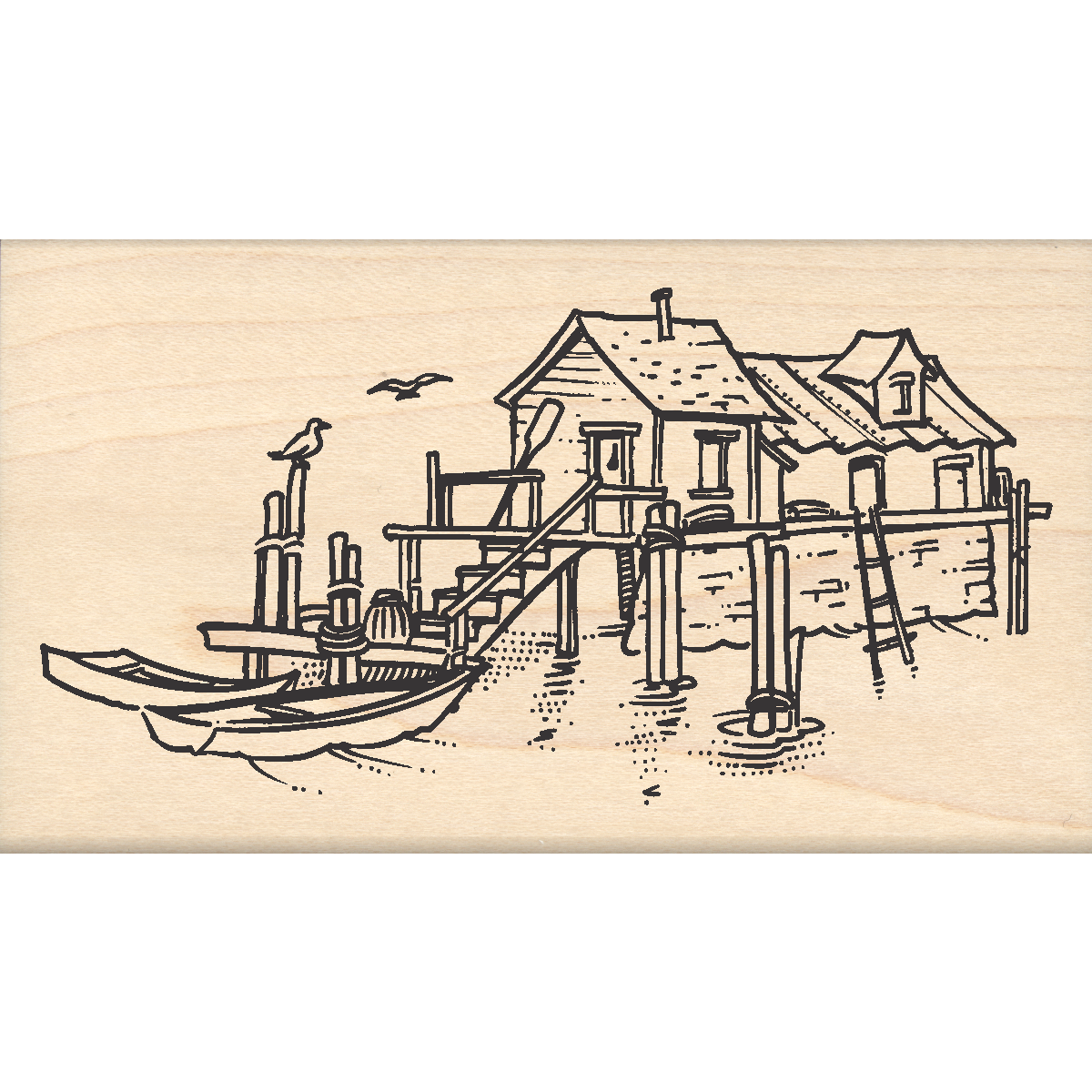 Boat House Rubber Stamp 2.25" x 4" block