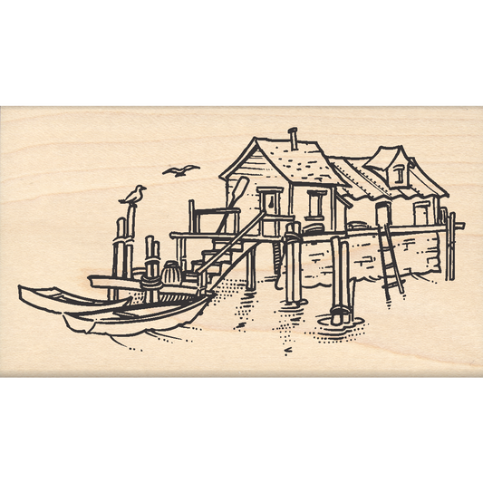 Boat House Rubber Stamp 2.25" x 4" block