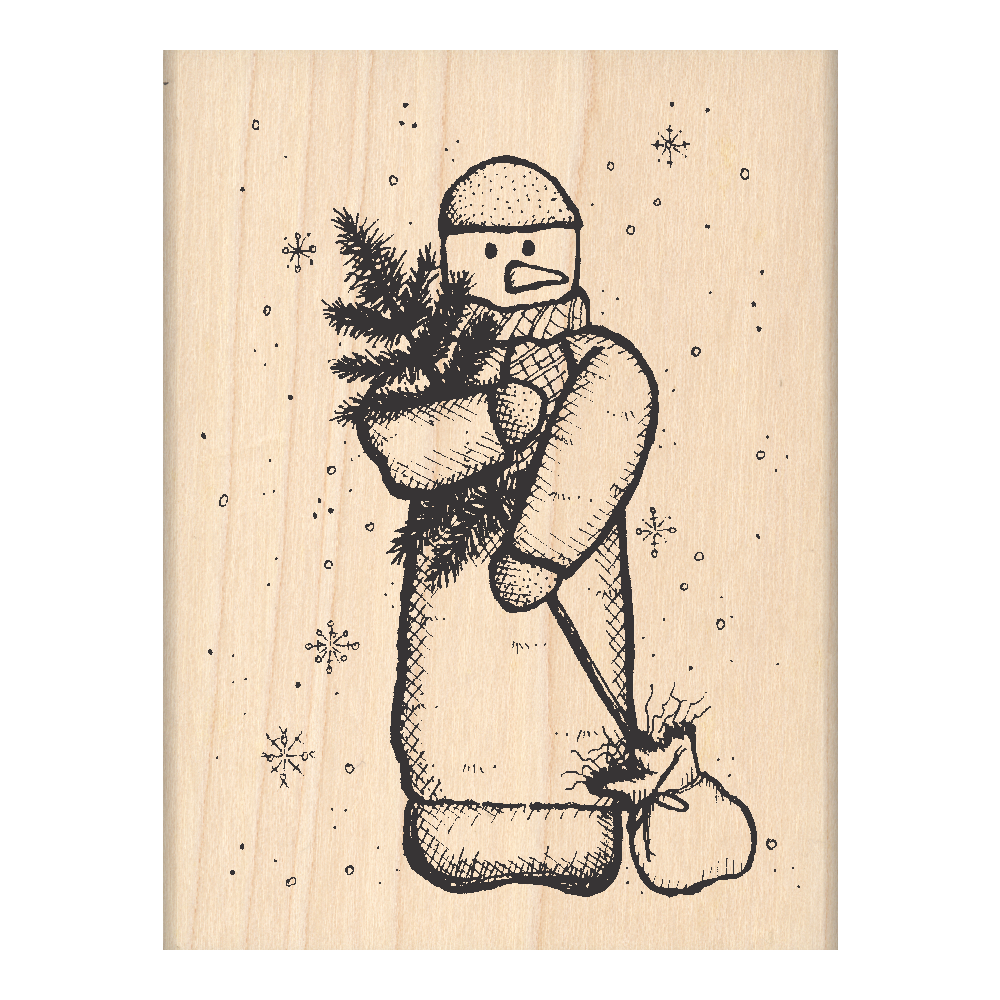 Snowman Christmas Rubber Stamp 2.25" x 3" block