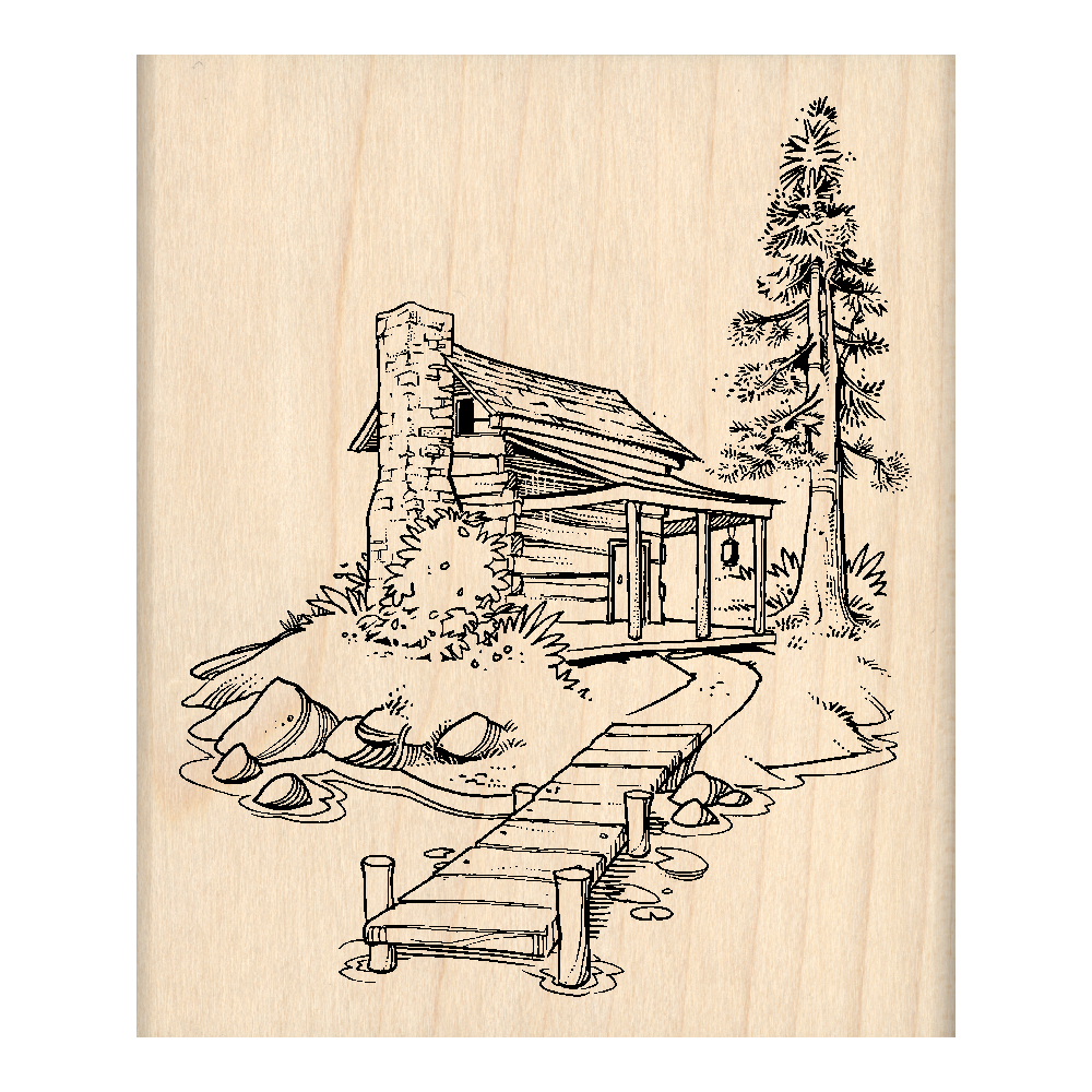 Cabin Rubber Stamp 2.5" x 3" block