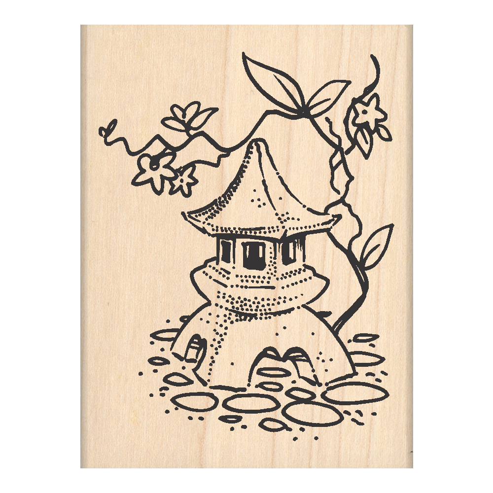 Japanese Lantern Garden Ornament Rubber Stamp 2.25" x 3" block