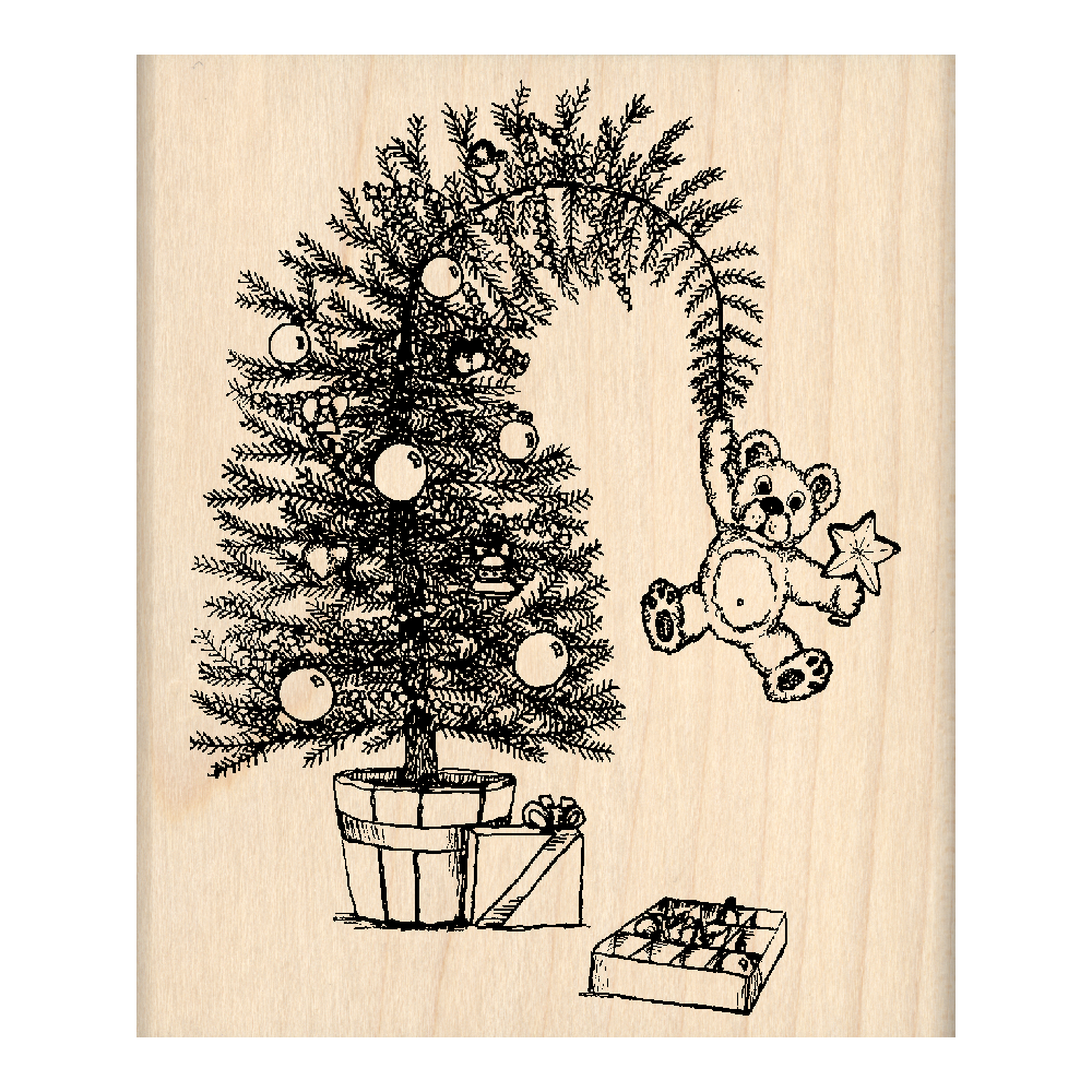 Christmas Tree Rubber Stamp 2.5" x 3" block