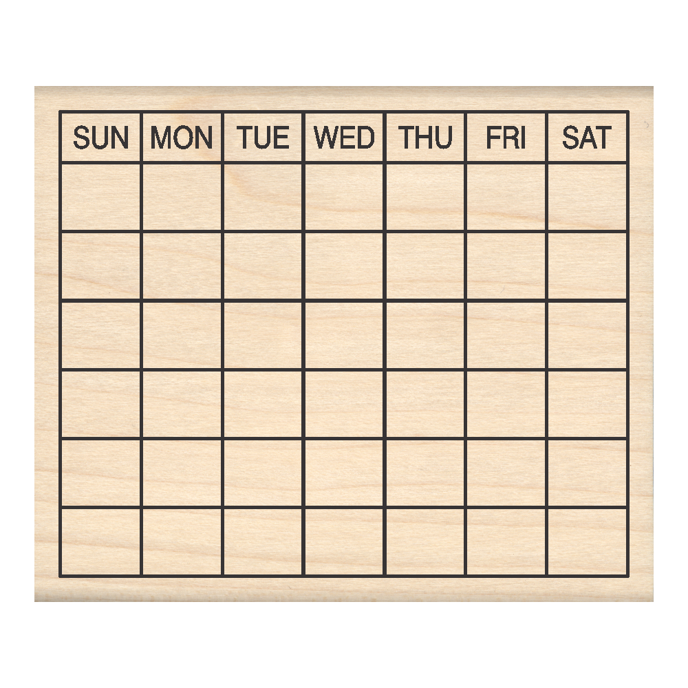 Large Bullet Journal 6 Row Calendar Rubber Stamp 2.5" x 3" block