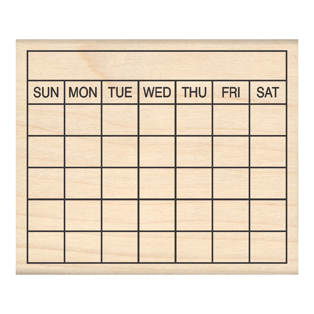 Large Bullet Journal 5 Row Calendar Rubber Stamp 2.5" x 3" block