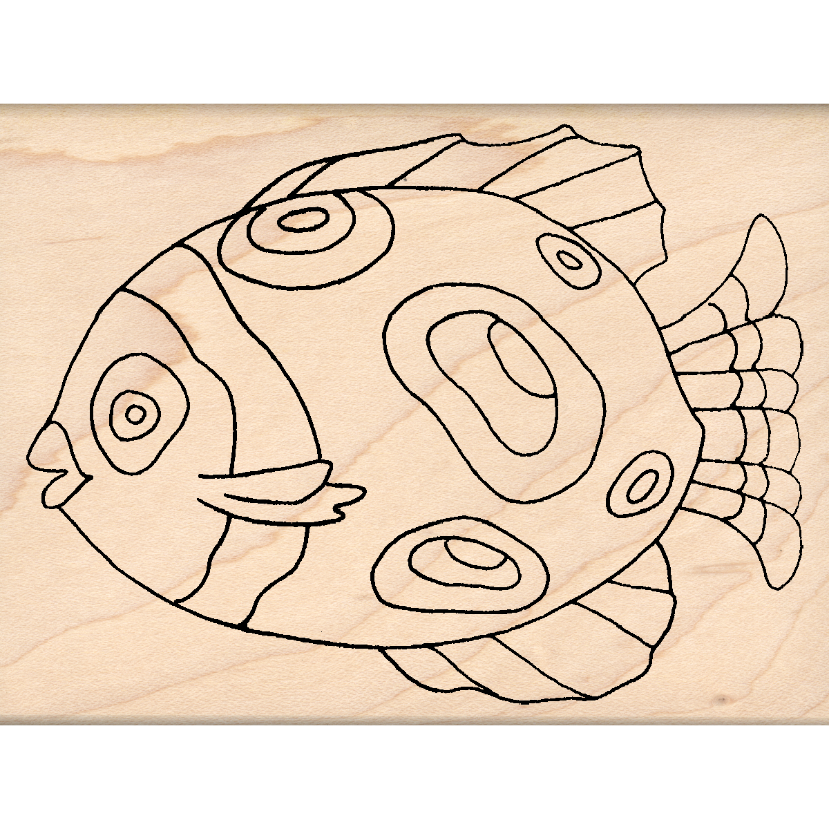 Fish Rubber Stamp 3" x 4" block