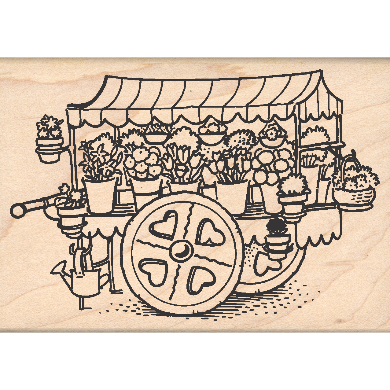 Garden Cart Rubber Stamp 3" x 3.5" block