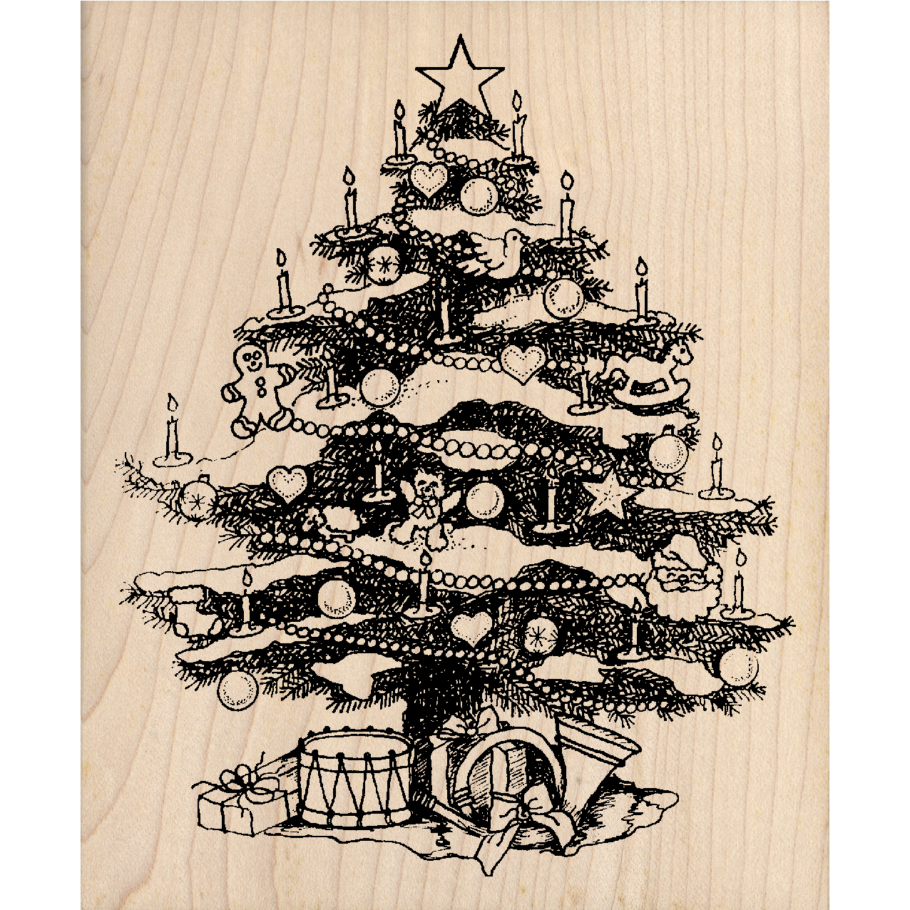 Christmas Tree Rubber Stamp 3.5" x 4.25" block