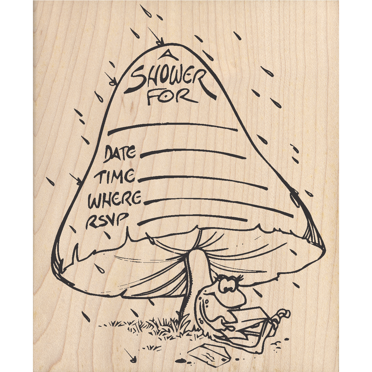 Baby Shower Invitation Rubber Stamp 3.5" x 4.25" block