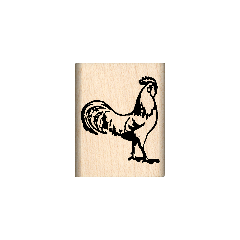 Rooster Rubber Stamp 1" x 1.25" block