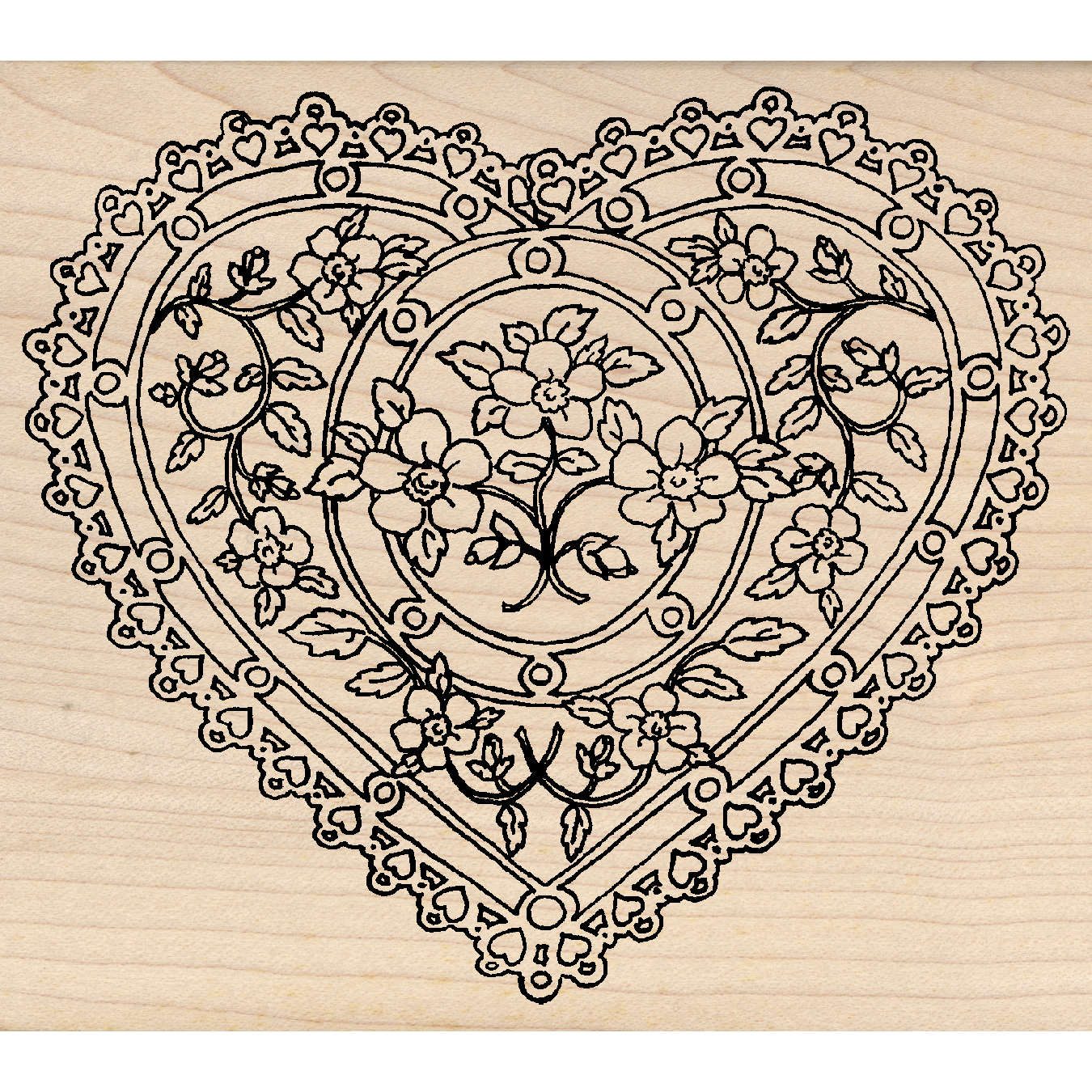 Heart Rubber Stamp 4" x 4.5" block